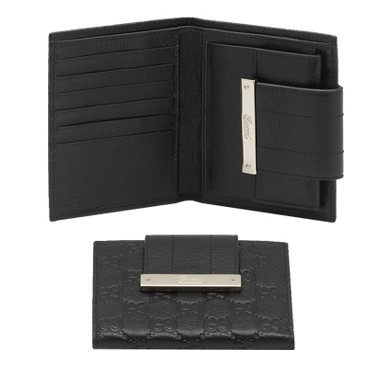 Noir Gucci Continental Porte-Monnaie Avec Logo Gravé Script Gucci